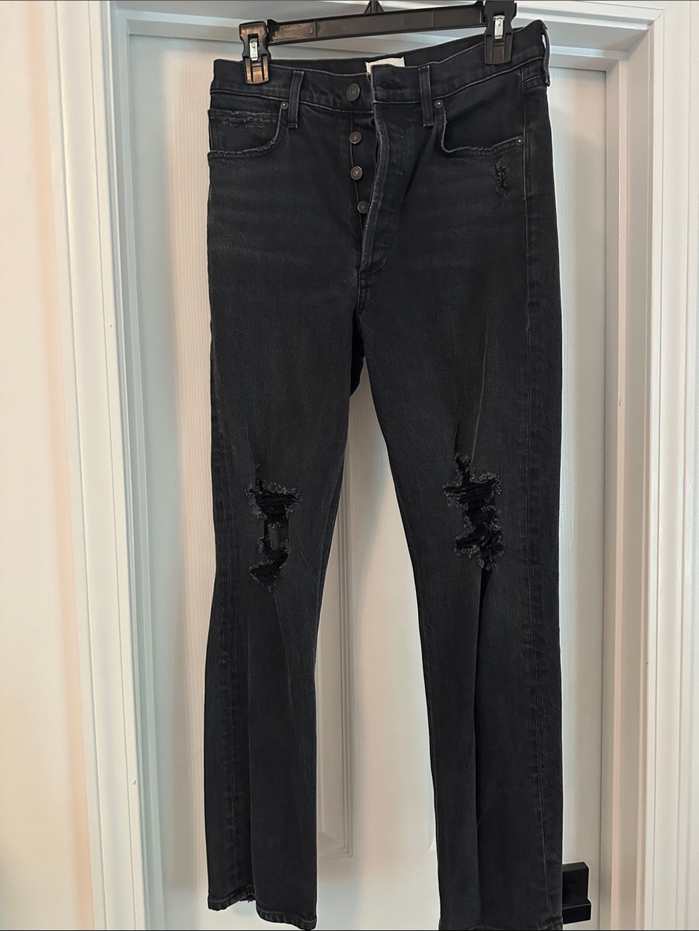 Citizens Of Humanity Charlotte Black Denim Jeans with Holes